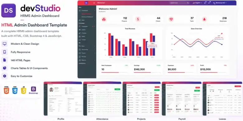 لوحة تحكم إدارة الموارد البشرية, قالب HRMS, نظام إدارة الموظفين