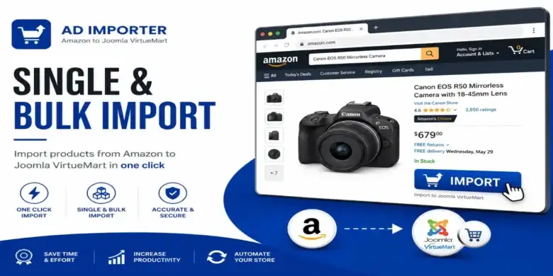 استيراد المنتجات VirtueMart, أداة استيراد جماعية, أتمتة متجر إلكتروني