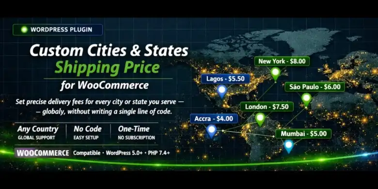إضافة شحن WooCommerce, أسعار الشحن حسب المدينة, إدارة الشحن الإلكترونية