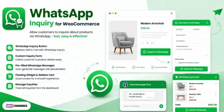 إضافة WhatsApp للمتاجر الإلكترونية, WooCommerce والاستفسارات, التواصل مع العملاء عبر WhatsApp