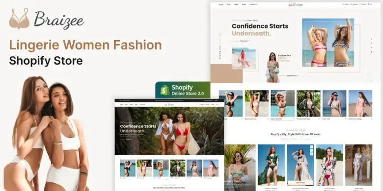 ثيم Shopify للملابس الداخلية, متجر ملابس داخلية إلكتروني, Braizee Shopify