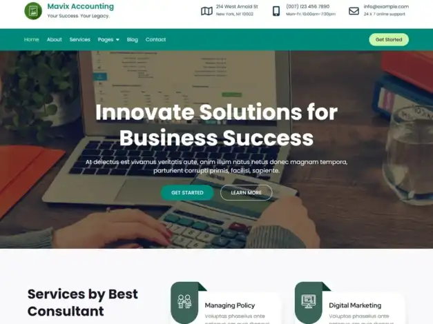 قالب Mavix Accounting, قوالب ووردبريس المالية, مواقع المحاسبة