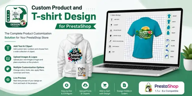 تخصيص المنتجات, تصميم القمصان, إضافات PrestaShop