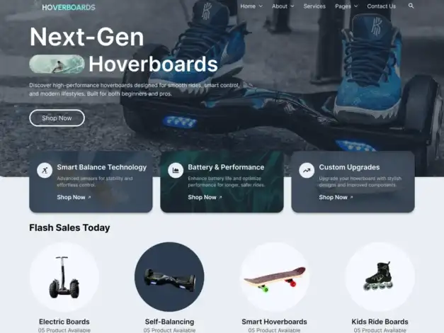 قالب Hover Boards, تصميم متجاوب للمواقع, عرض المنتجات إلكترونياً