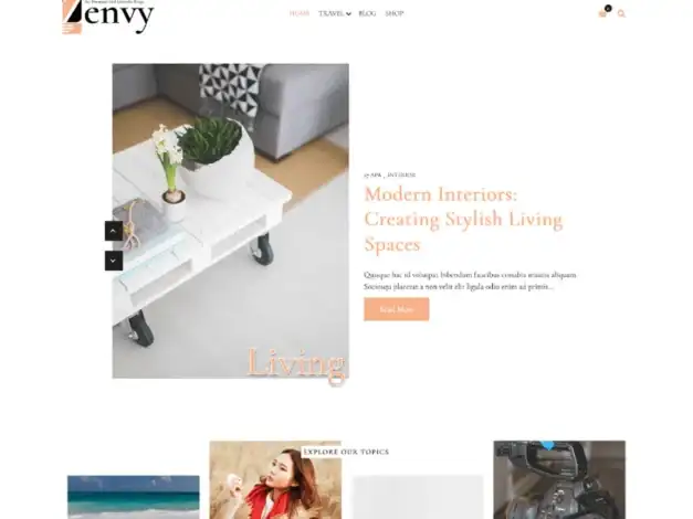 قالب Zenvy لووردبريس, قالب ووردبريس للمدونين, تصميم بسيط للمدونة