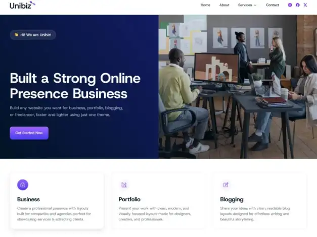 Unibiz: قالب WordPress
