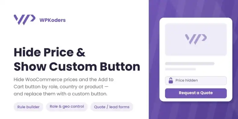 Hide Price Show Custom Button for WooCommerce