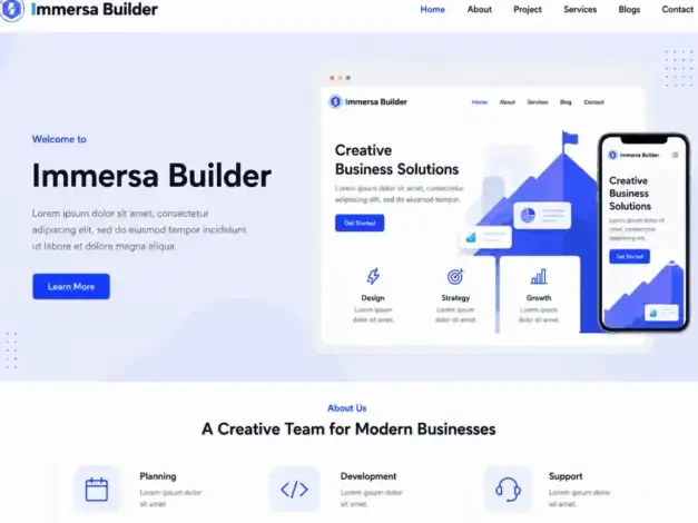 قالب Immersa Builder, تصميم مواقع الأعمال, قوالب ووردبريس المرنة