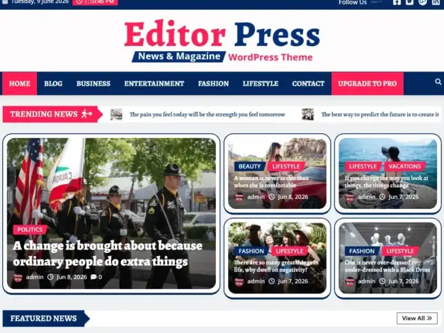 قالب EditorPress, قوالب ووردبريس للأخبار, قالب مجلة إلكترونية