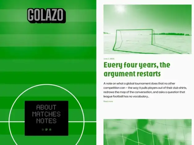 قالب Golazo, قوالب المدونات الرياضية, تصميم مدونة كرة القدم