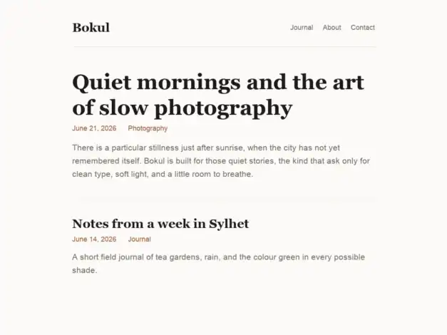قالب Bokul, قوالب ووردبريس, قالب للمدونين