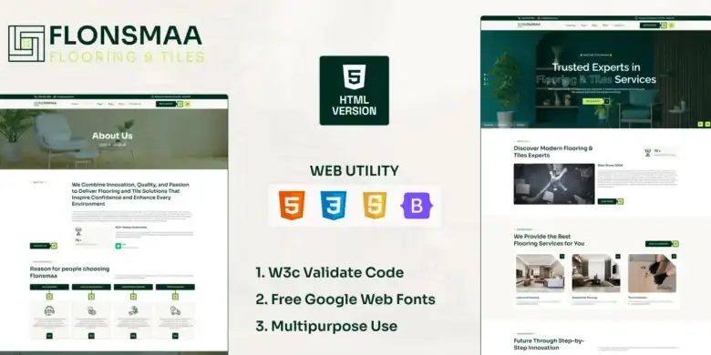 قالب الأرضيات والبلاط, تصميم مواقع شركات الأرضيات, قالب Flonsmaa