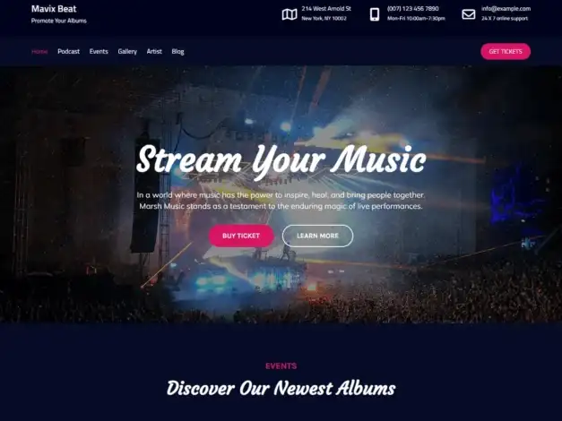 قالب Mavix Beat, قوالب ووردبريس للموسيقيين, مواقع الفنانين