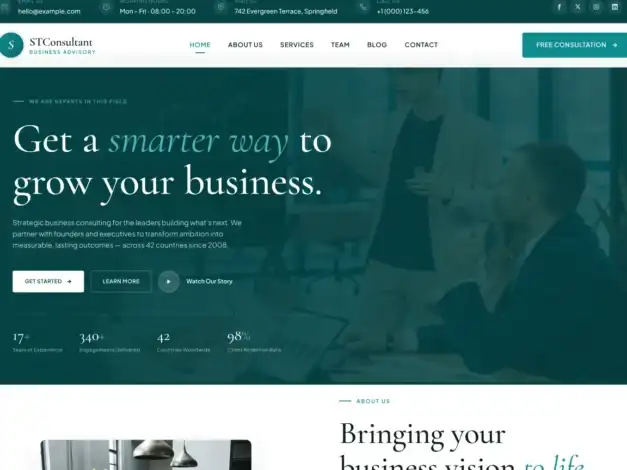 قالب ووردبريس للاستشارات, موقع استشاري احترافي, ST Business Consultant