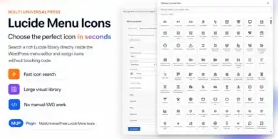 أيقونات قوائم ووردبريس, إضافة Lucide, تصميم قوائم التنقل