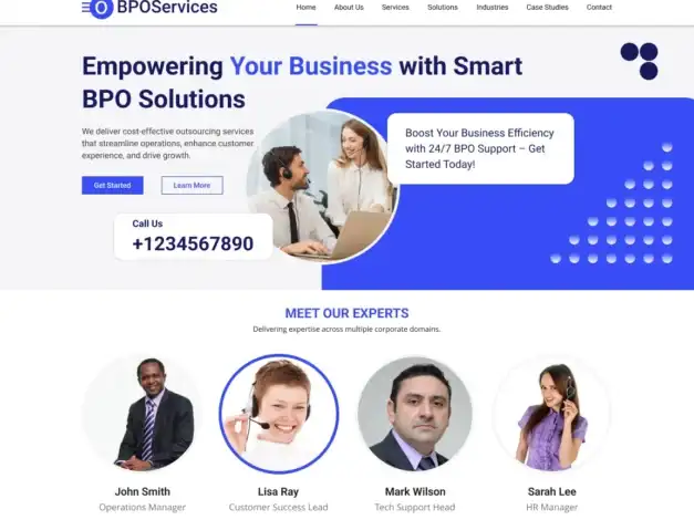 قالب BPO Services, مواقع خدمات الأعمال, تصميم موقع شركة