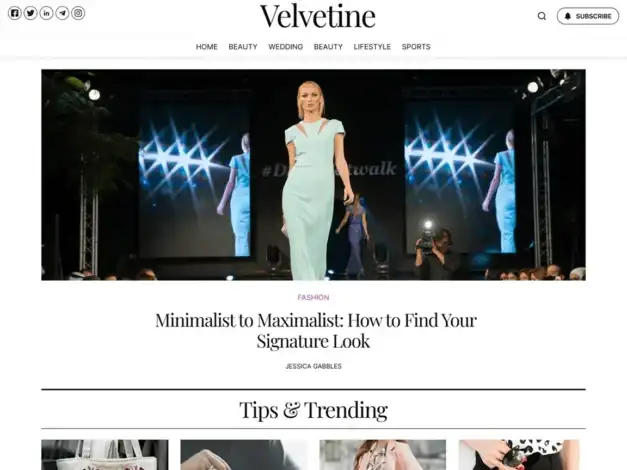 قالب Velvetine, قوالب ووردبريس, مواقع الموضة والمجلات