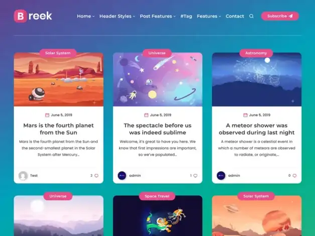 قالب Breek Lite, قوالب ووردبريس للمدونين, تصميم مدونة احترافية