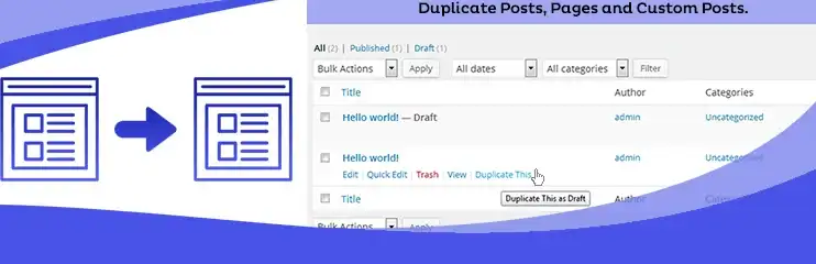 استنساخ الصفحات, إضافة ووردبريس, تكرار المقالات