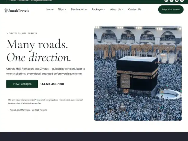 قالب ووردبريس للعمرة, موقع وكالة حج, قالب Umrah