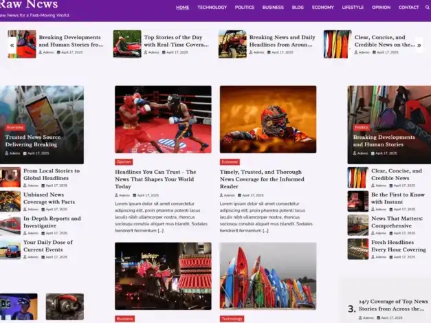 قالب Raw News, قالب ووردبريس للأخبار, قالب مجلة إلكترونية