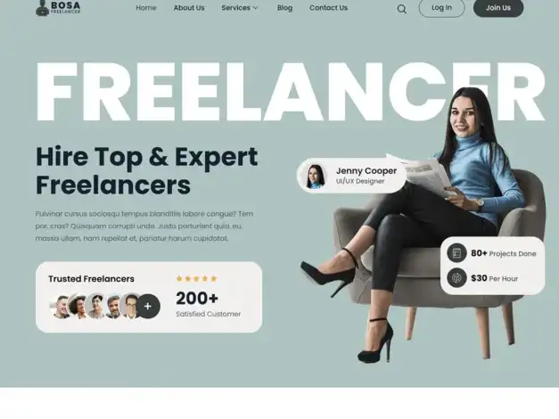 قالب ووردبريس للمستقلين, موقع بورتفوليو, Bosa Freelancer