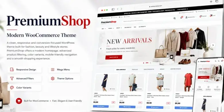 قالب PremiumShop, متجر ووردبريس, قالب ووكومرس للأزياء